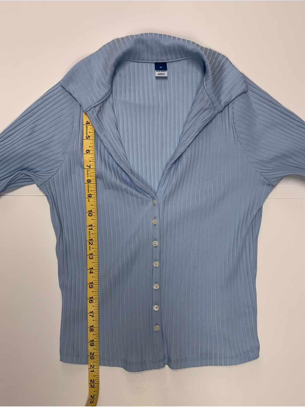 Old Navy Ribbed Polo Top | M | Pale Blue - Picture 6 of 6